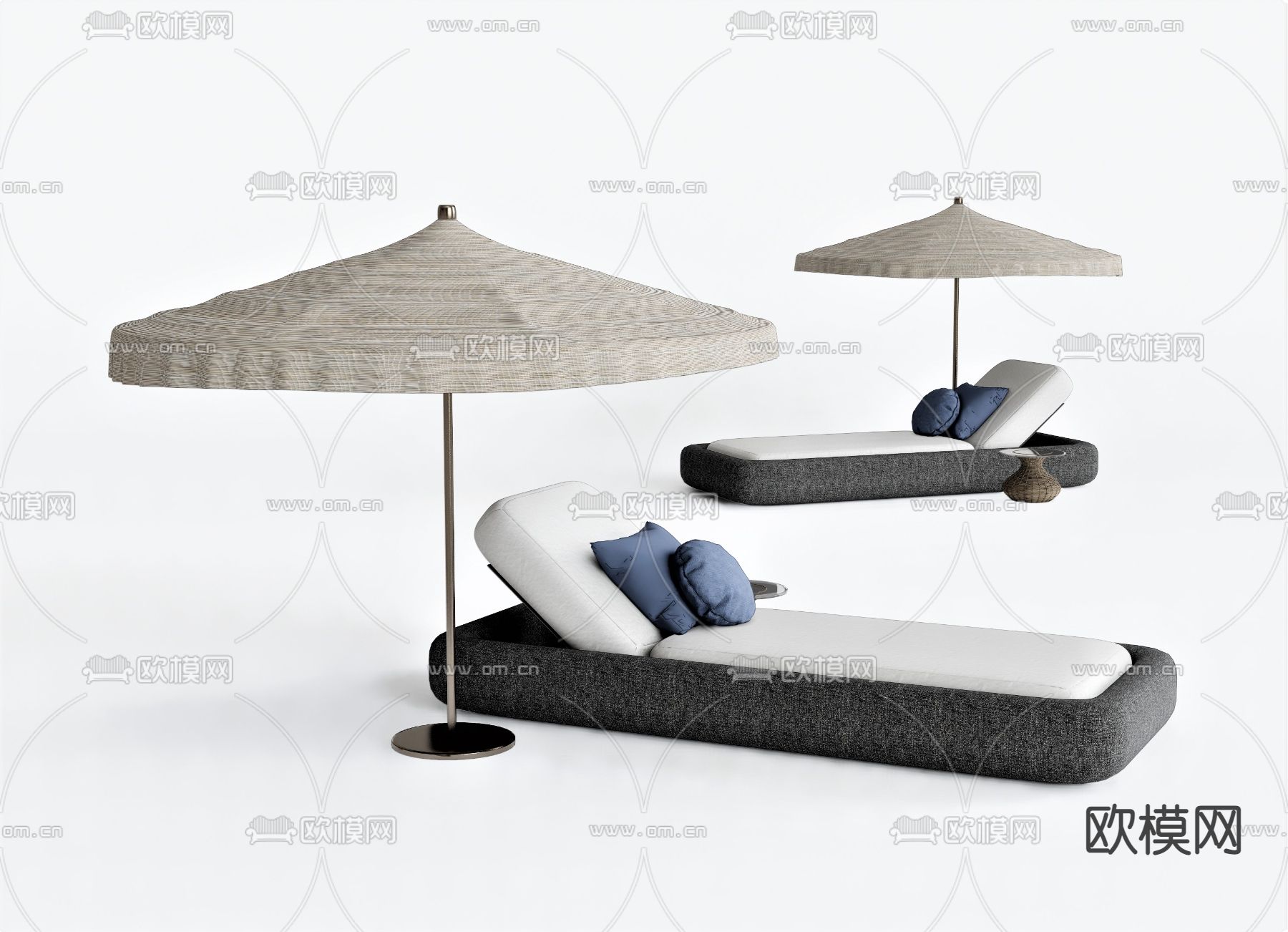 现代躺椅 户外椅su模型下载（渲染图1）