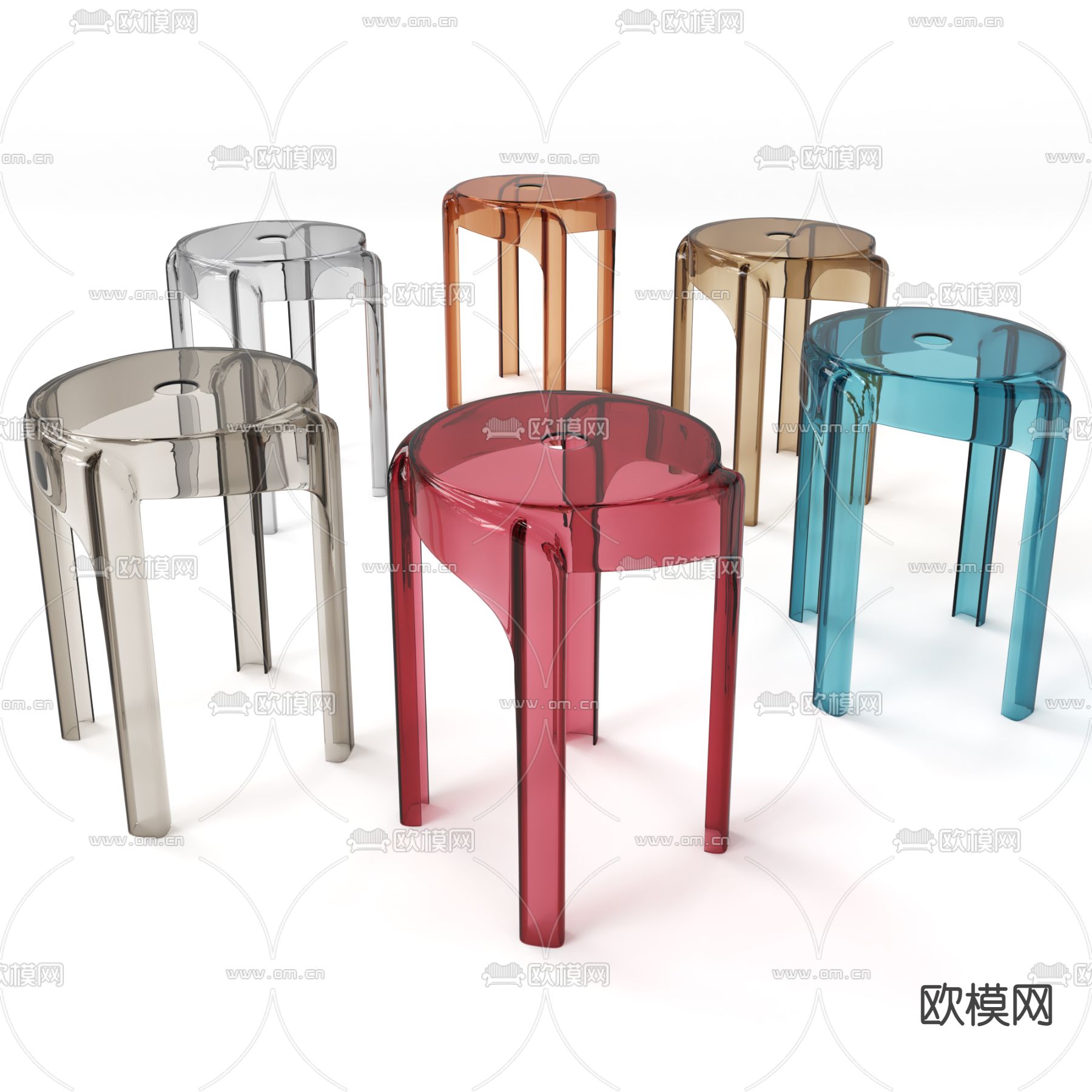 现代亚克力凳子su模型