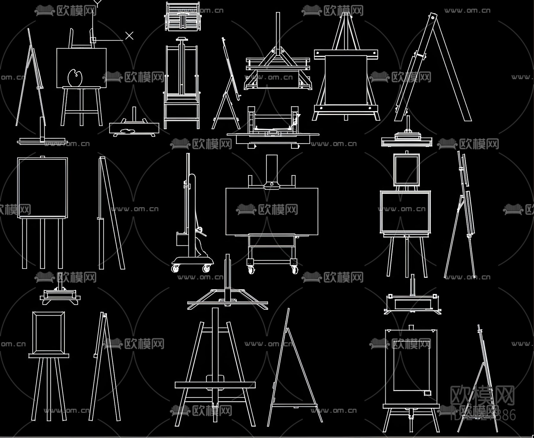 画架cad图库下载（渲染图4）