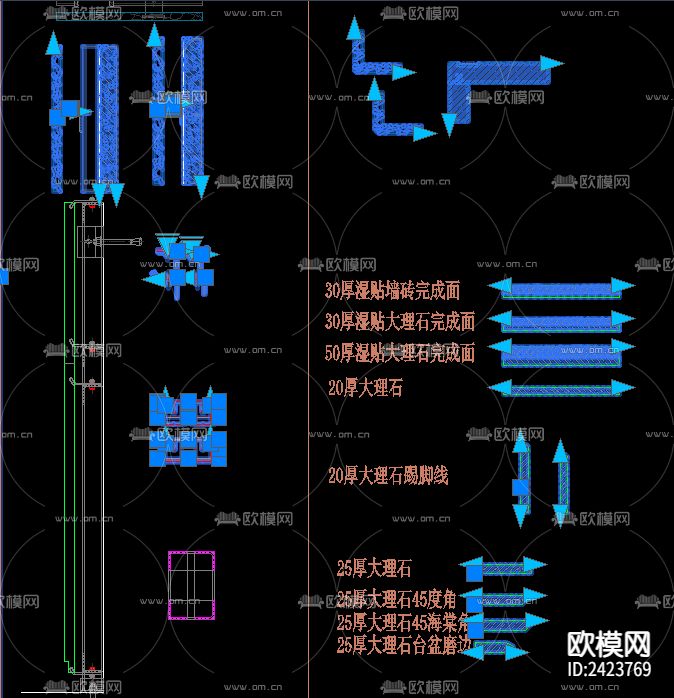 高效率的节点动态块模块设计cad施工图下载（渲染图2）