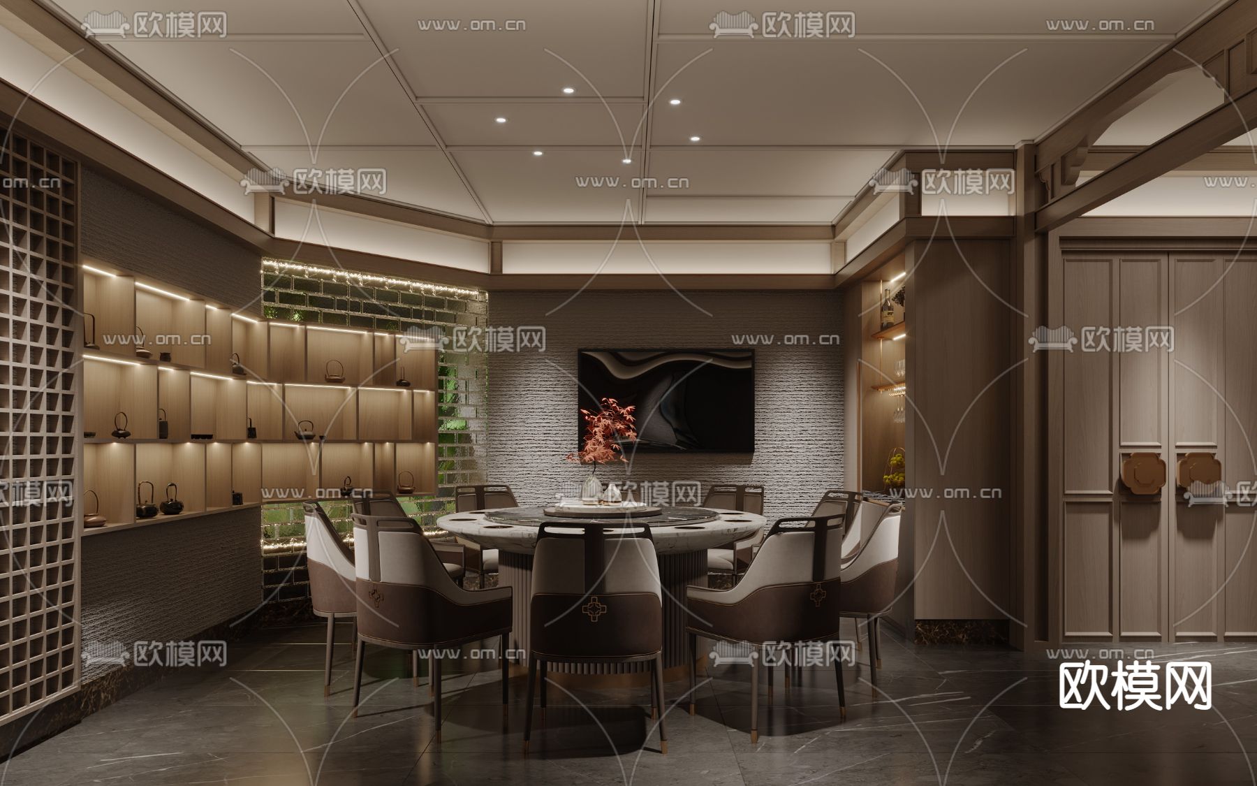 中餐厅包间 包厢 包房3d模型下载_ID12248584_3dmax免费模型-欧模网