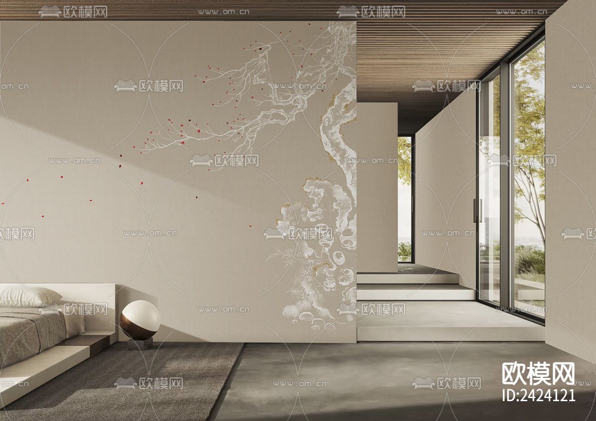 新中式树枝墙纸