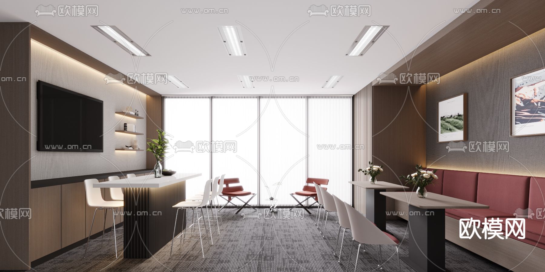 办公休闲区 洽谈区3d模型下载（渲染图3）
