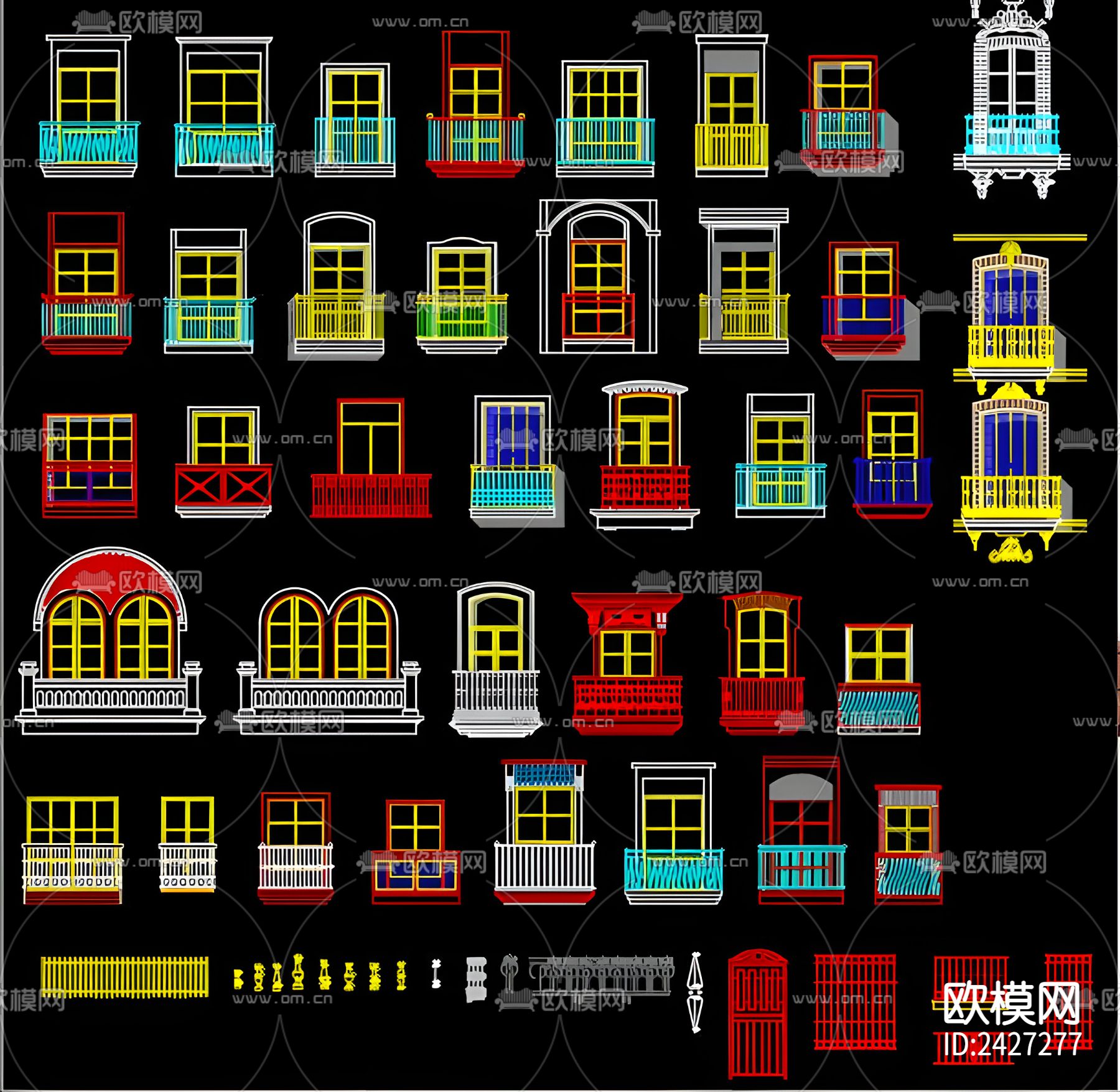 栅栏cad图库下载（渲染图1）