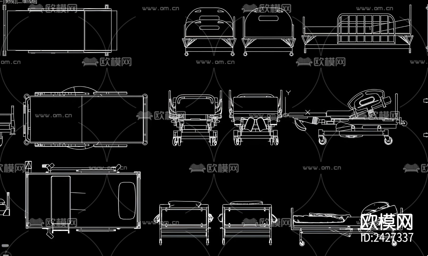 医院病床cad图库下载（渲染图4）