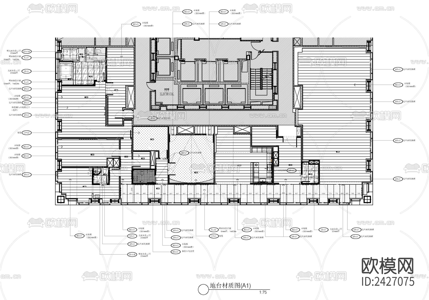 570㎡大平层CAD施工图下载（渲染图5）