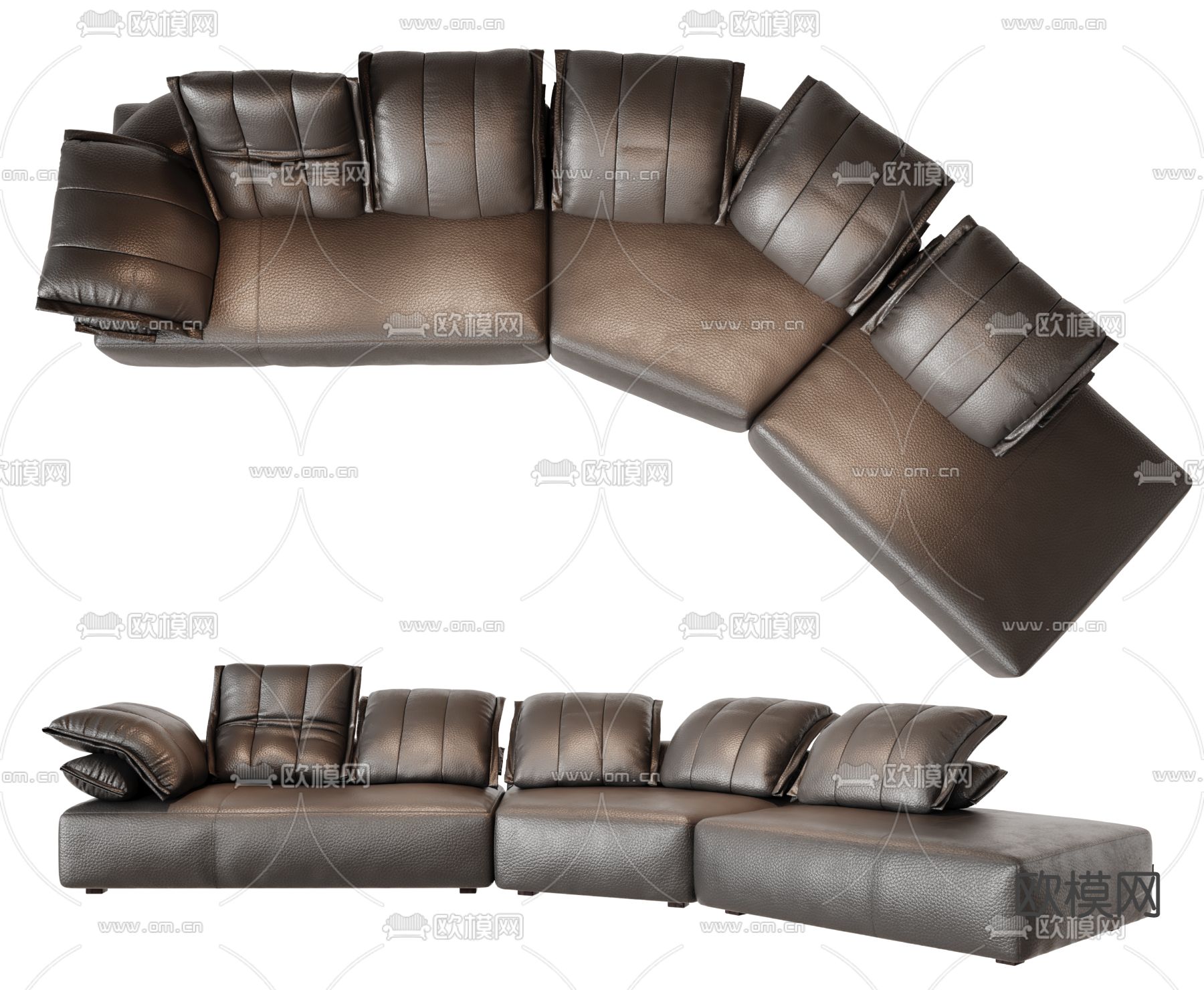 Minotti 米洛提 暗黑风皮革沙发su模型下载（渲染图1）