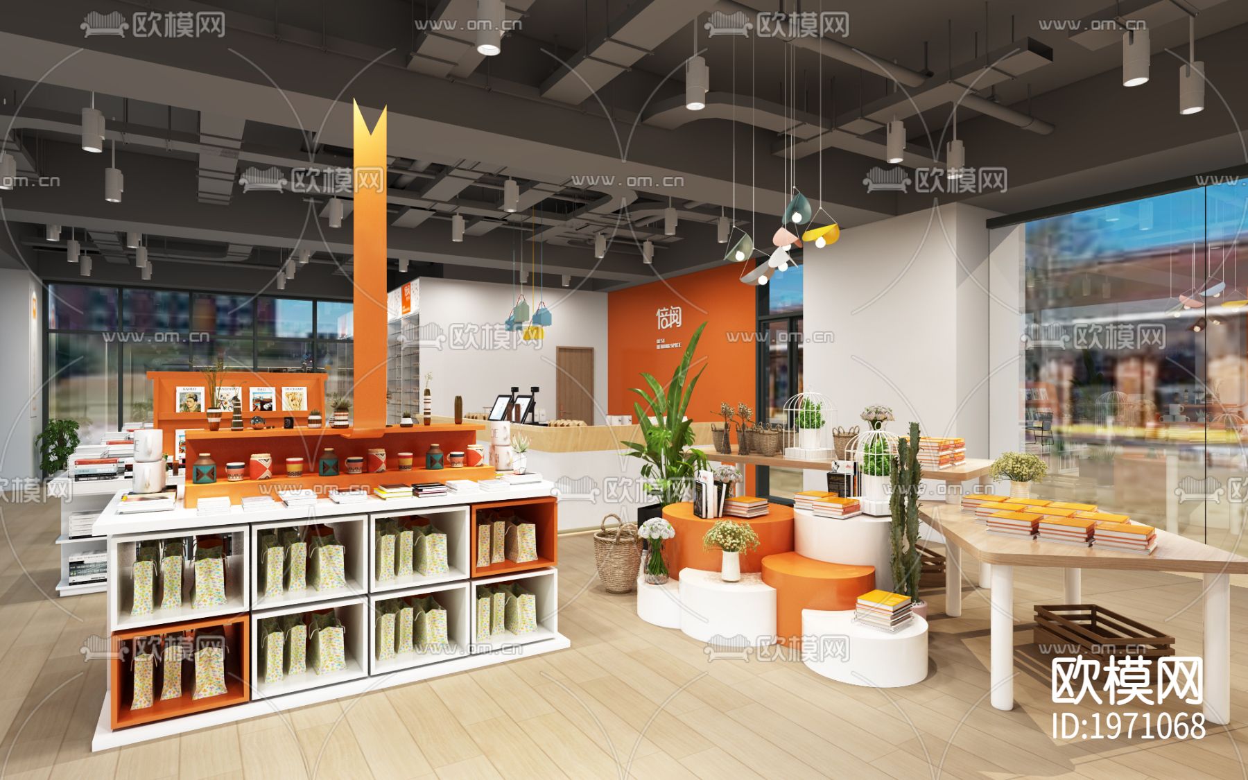 校园书店cad施工图下载（渲染图6）