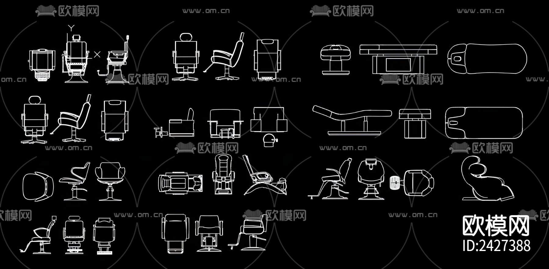 理发店椅子cad图库下载（渲染图4）