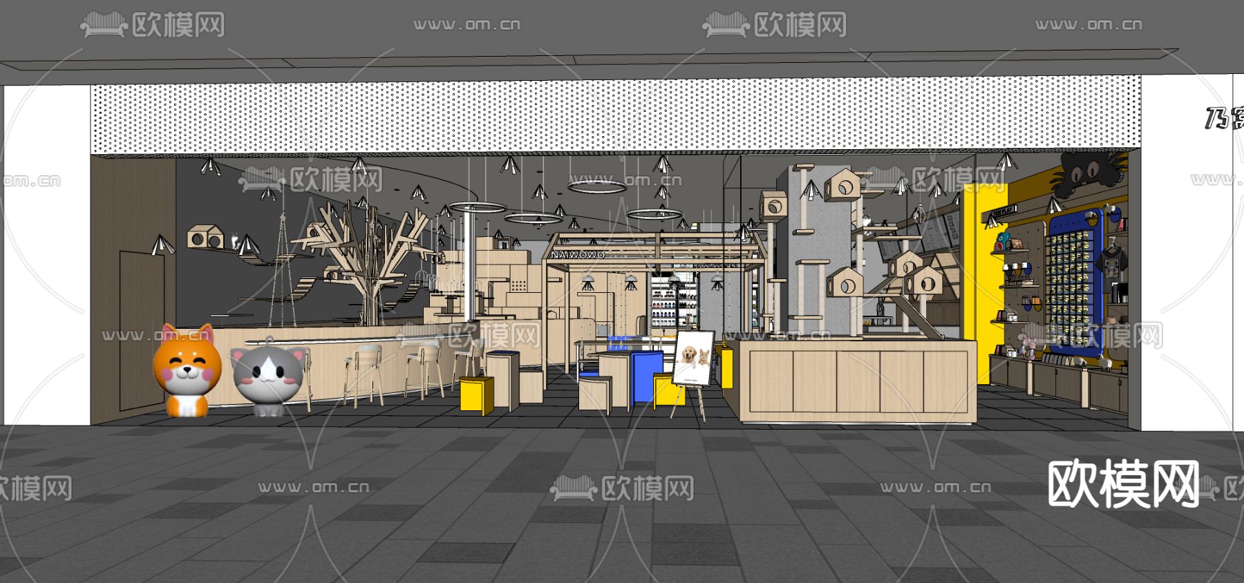 现代宠物店su模型下载（渲染图3）
