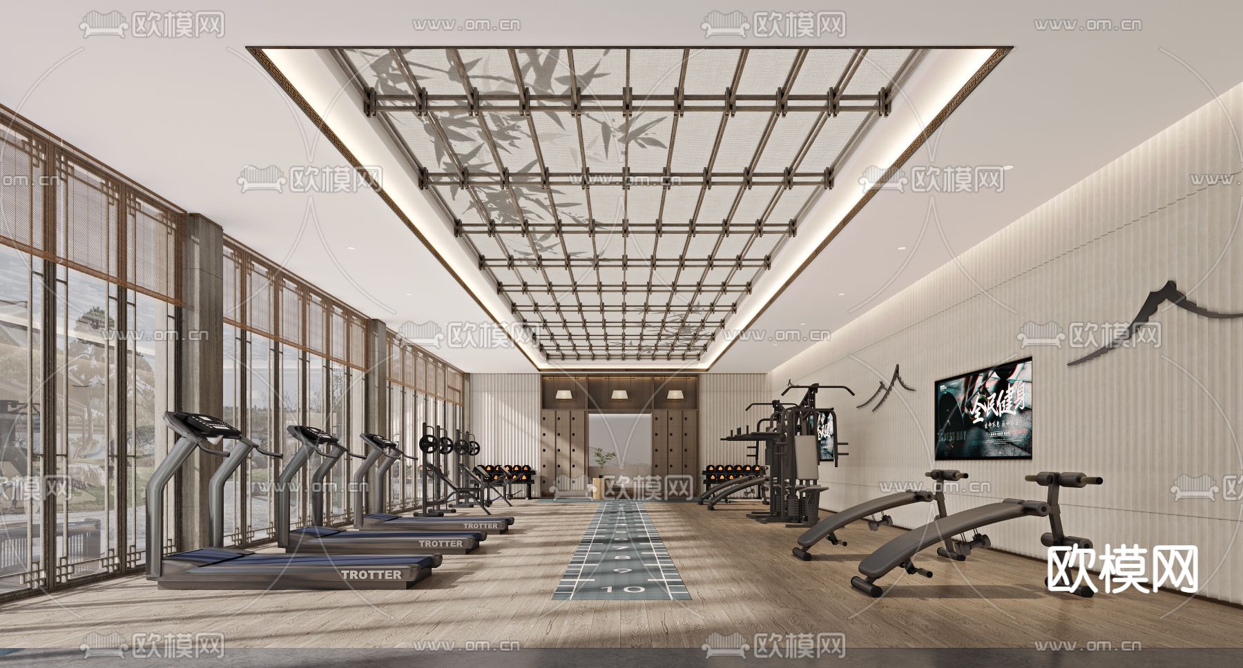 新中式健身房3d模型下载