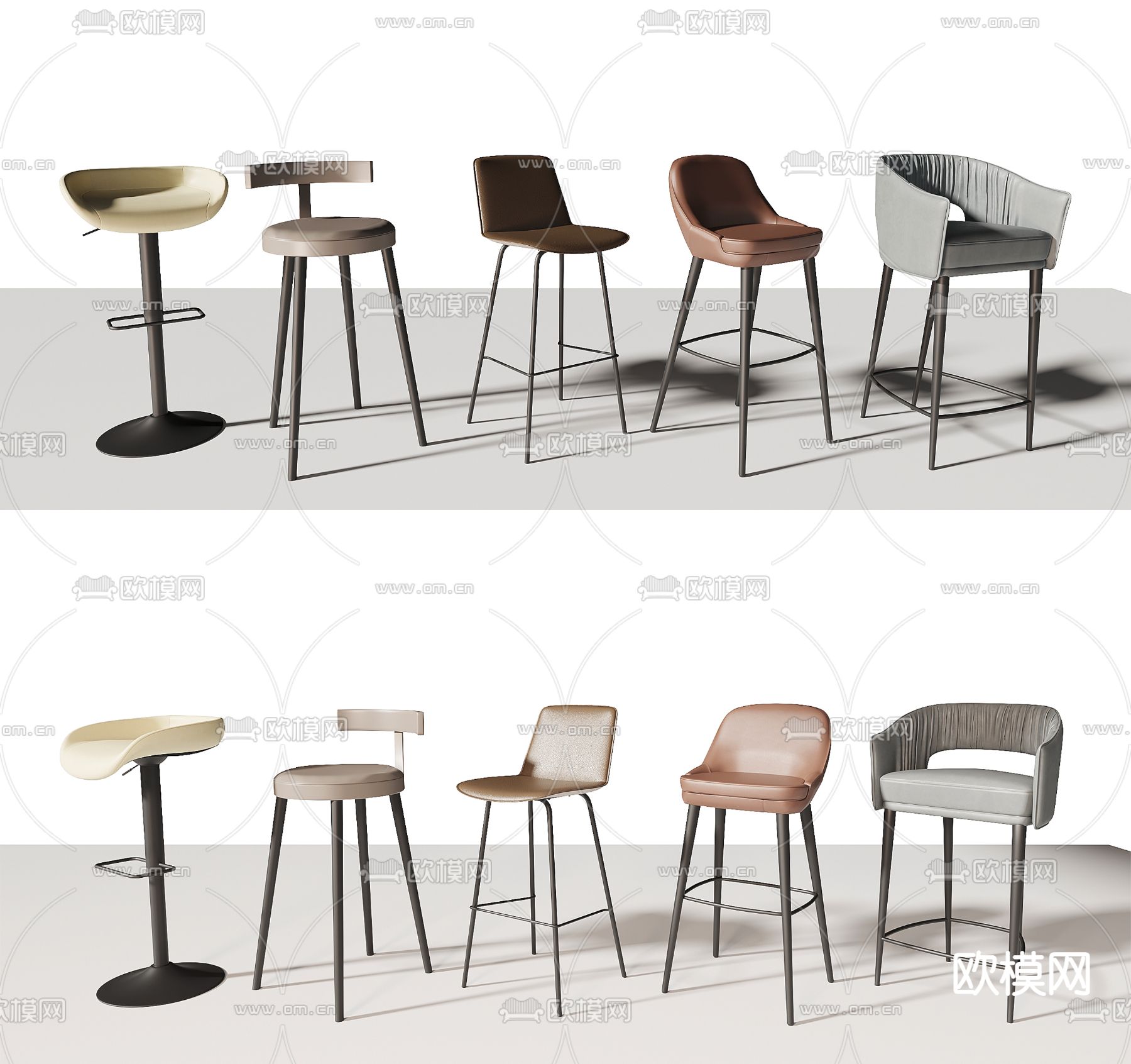现代吧台椅3d模型下载