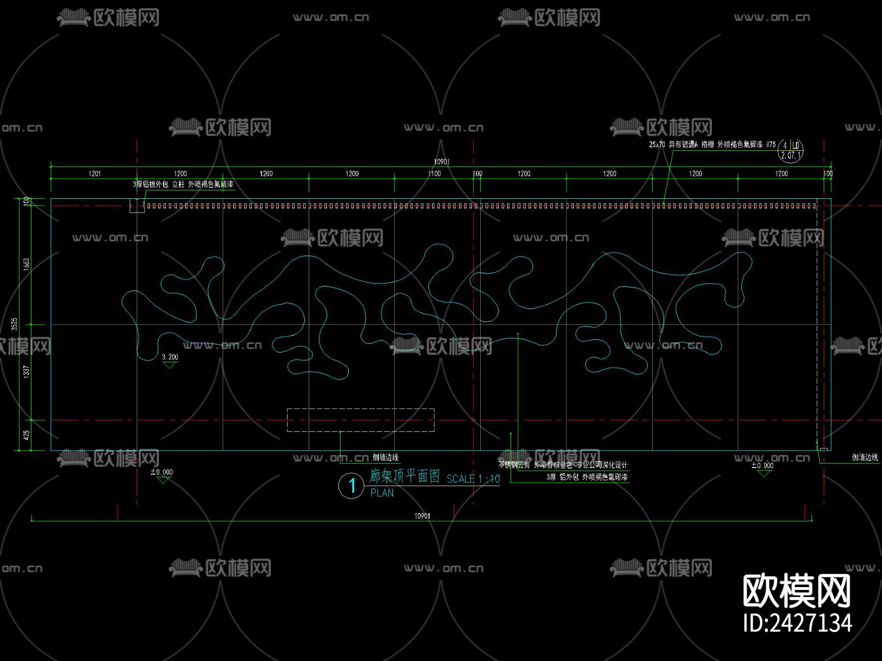 新中式廊架cad大样图下载（渲染图4）