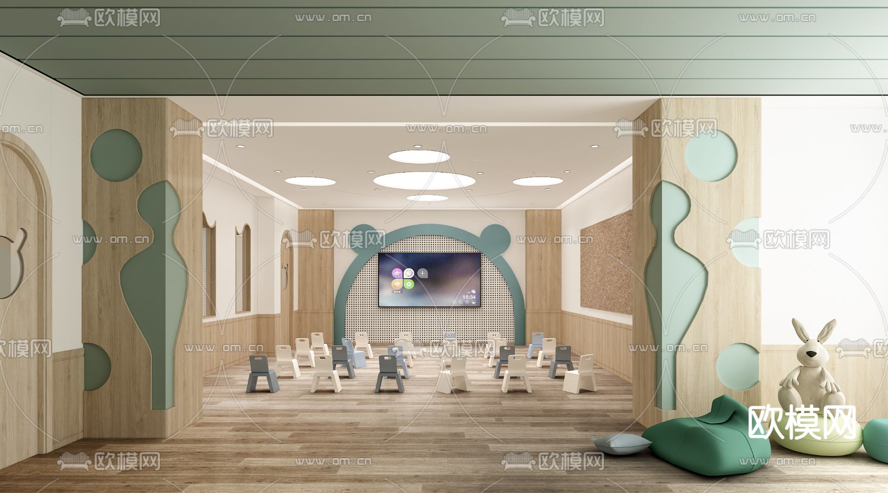 托育中心 幼儿园3d模型下载（渲染图4）