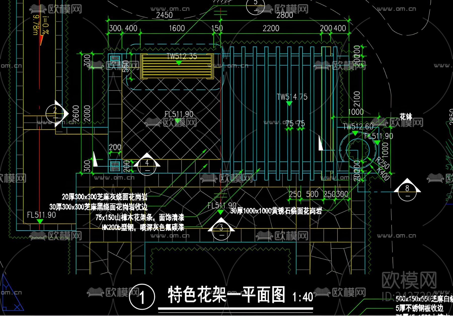 休闲亭廊cad平面图下载（渲染图8）