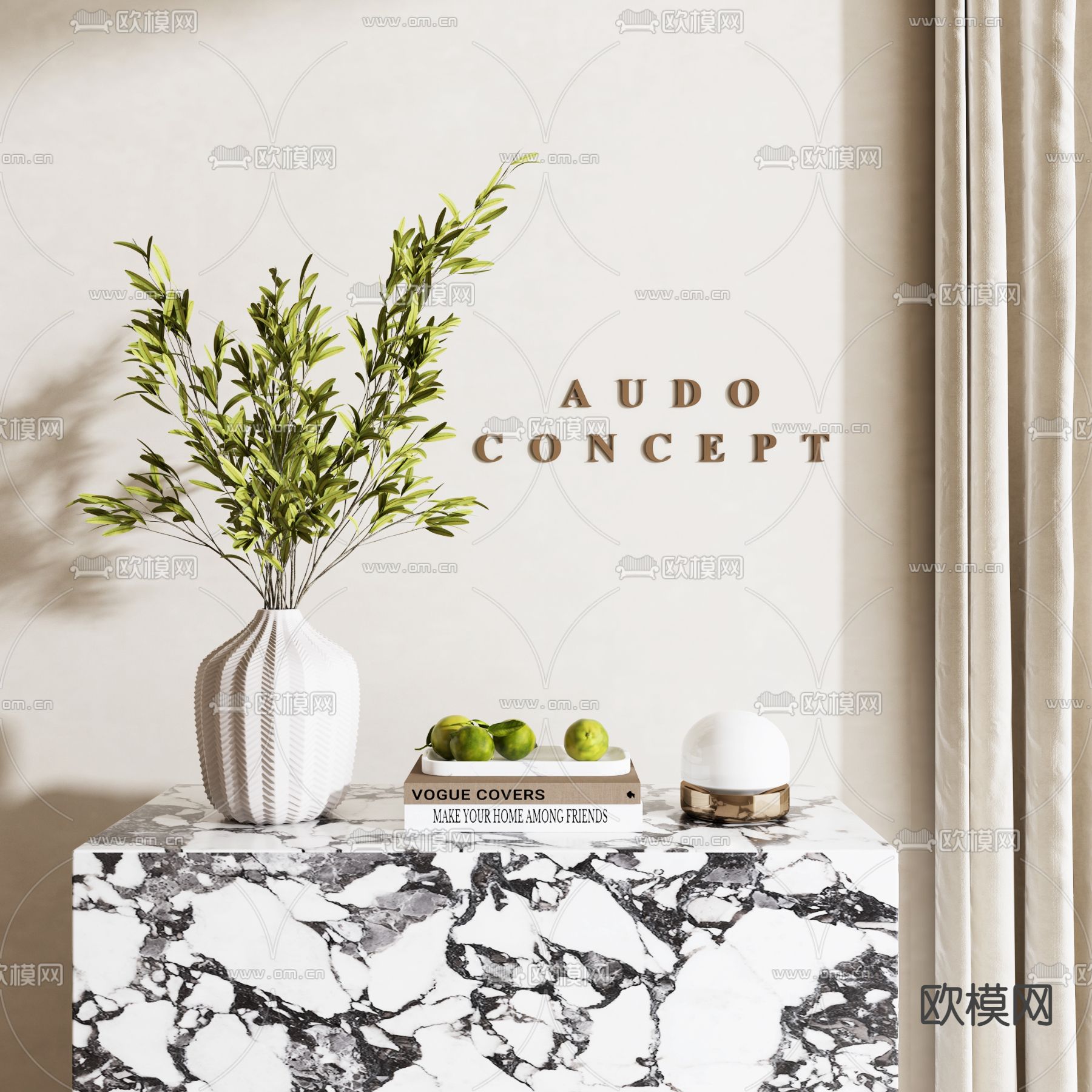 花瓶花艺 水培绿植3d模型下载