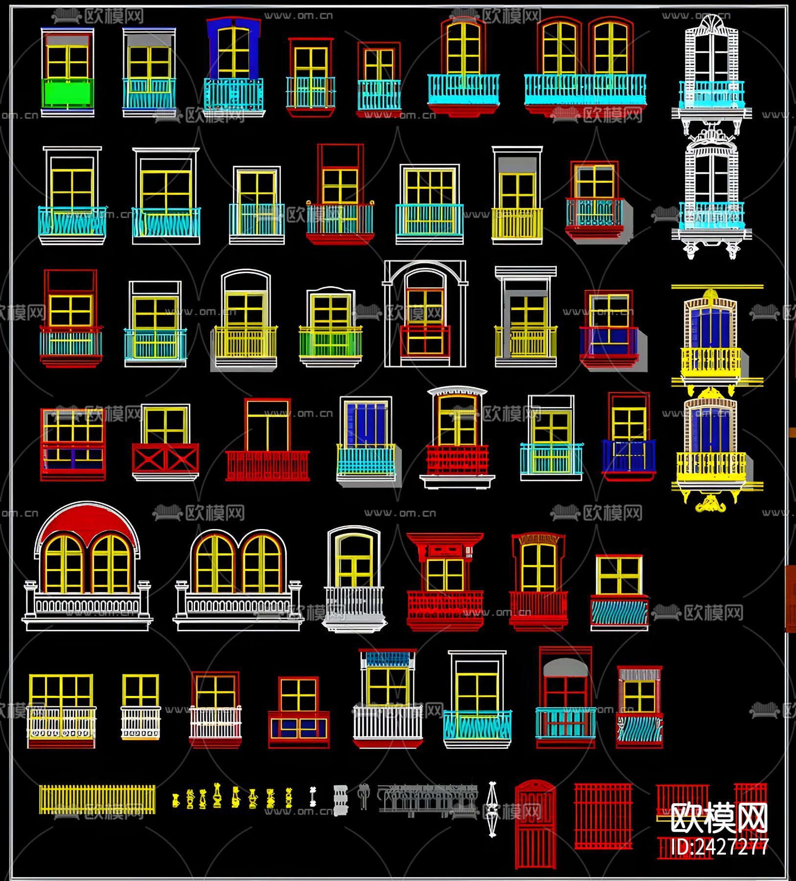 栅栏cad图库下载（渲染图5）
