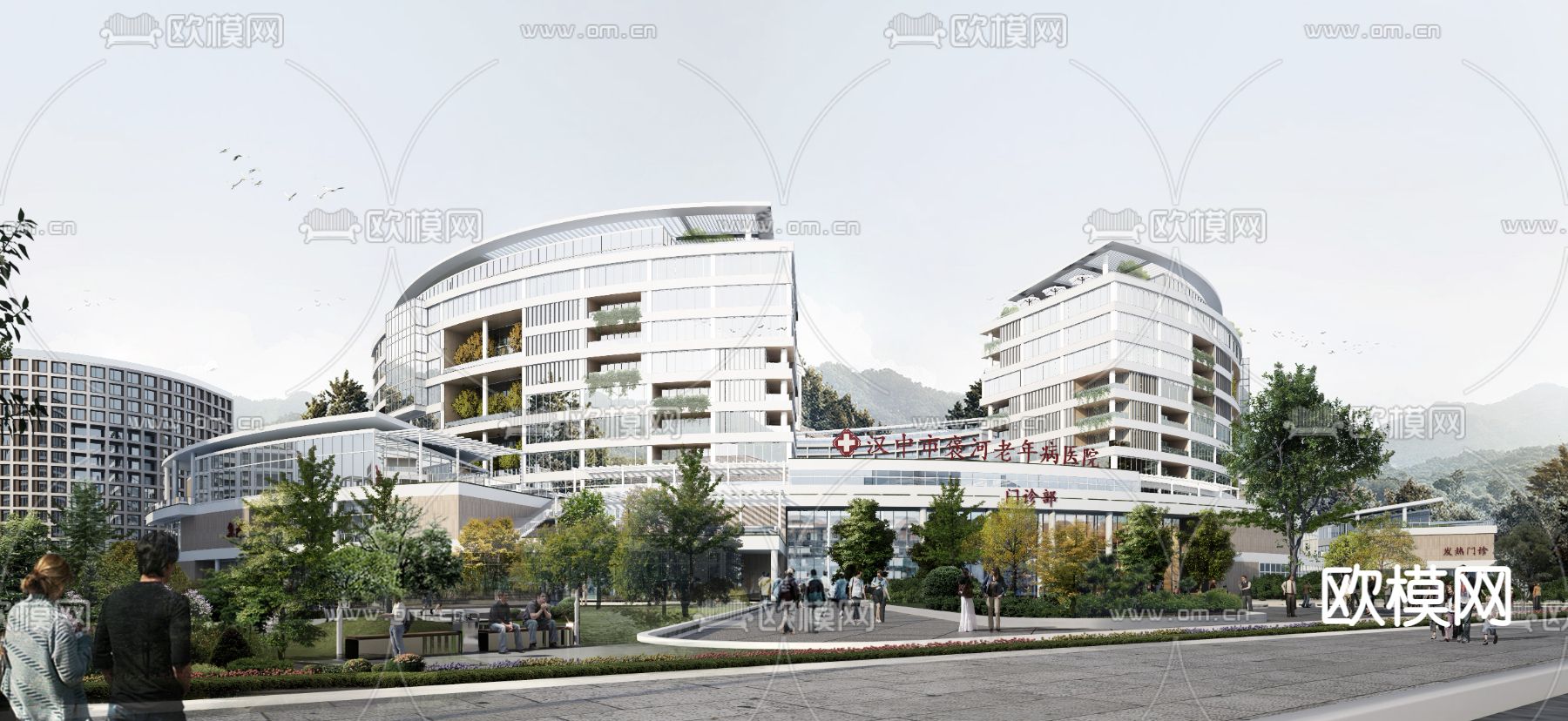 现代医院建筑外观3d模型