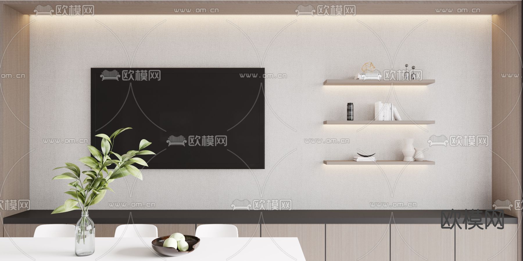 办公休闲区 洽谈区3d模型下载（渲染图2）