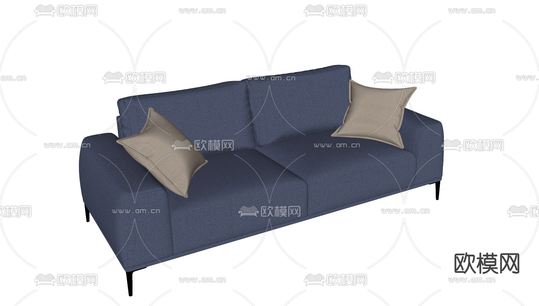 北欧双人沙发su模型下载（渲染图2）