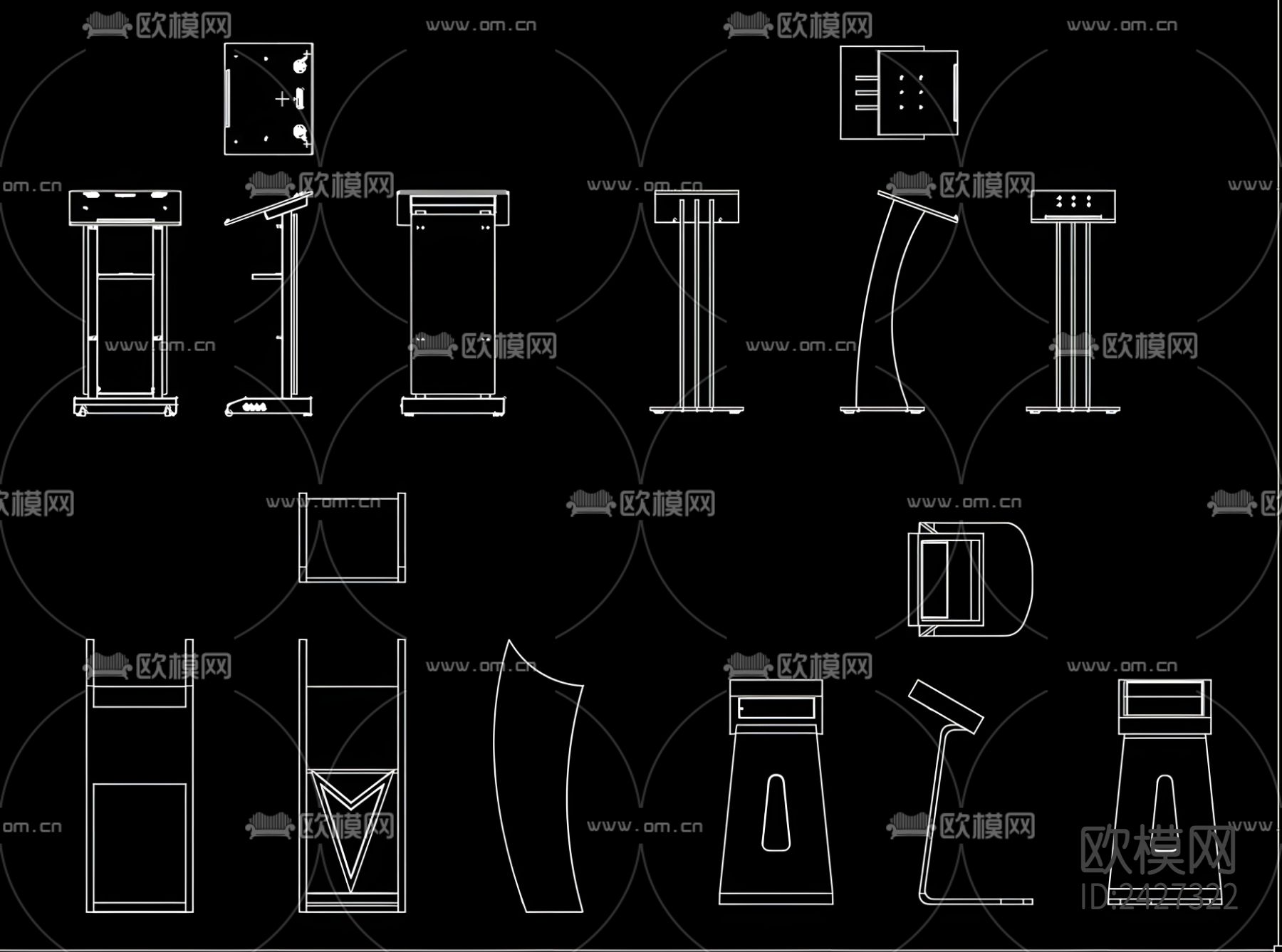 演讲台cad图库下载（渲染图1）