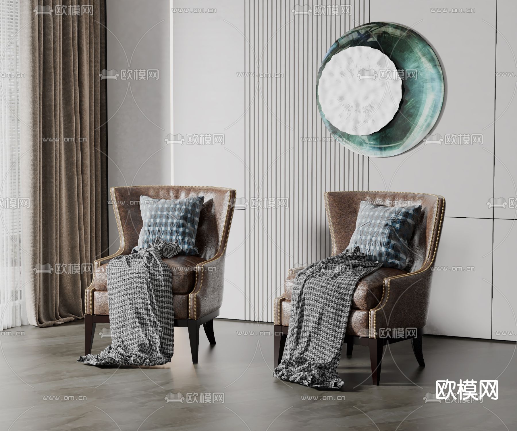 美式单椅子3d模型下载