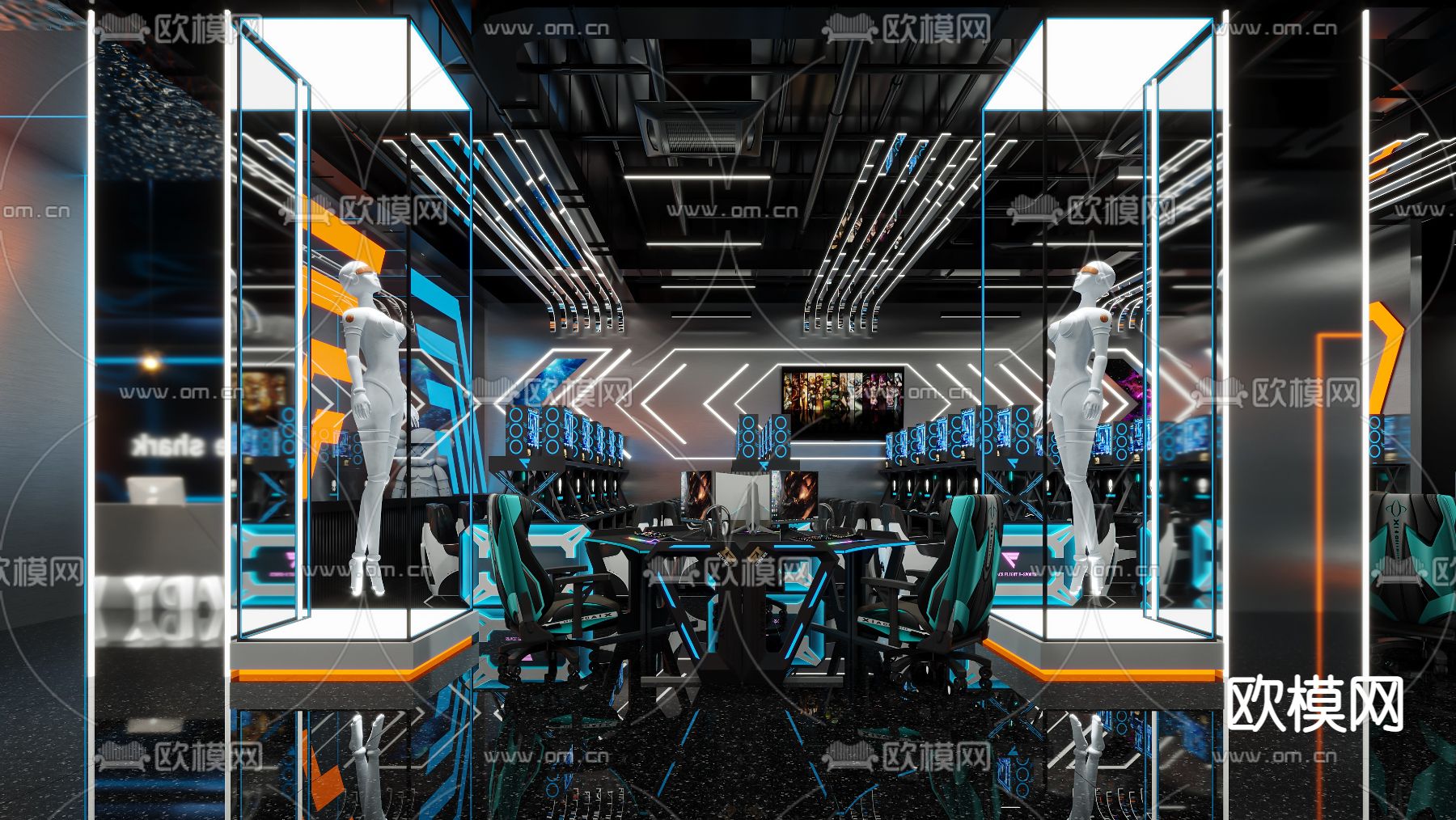 现代网吧3d模型下载（渲染图1）