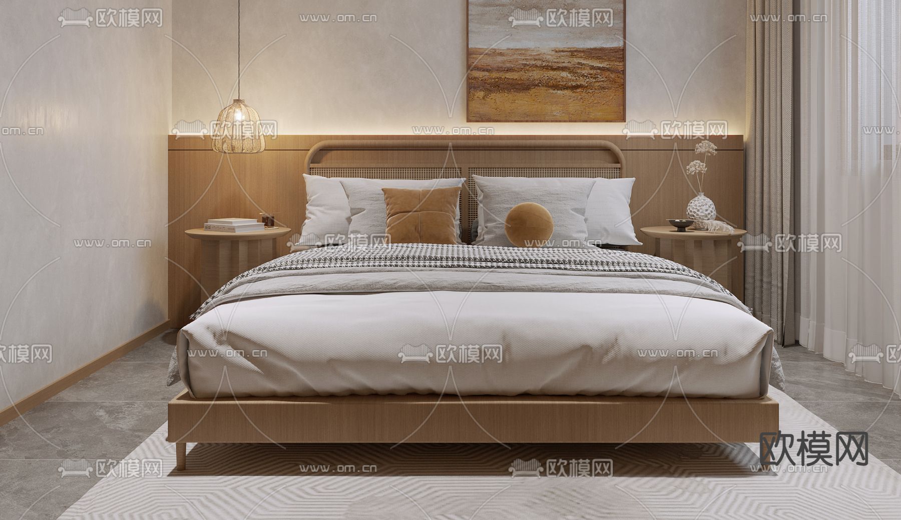 侘寂卧室 次卧免费3d模型下载_ID12165402_3dmax免费模型-欧模网