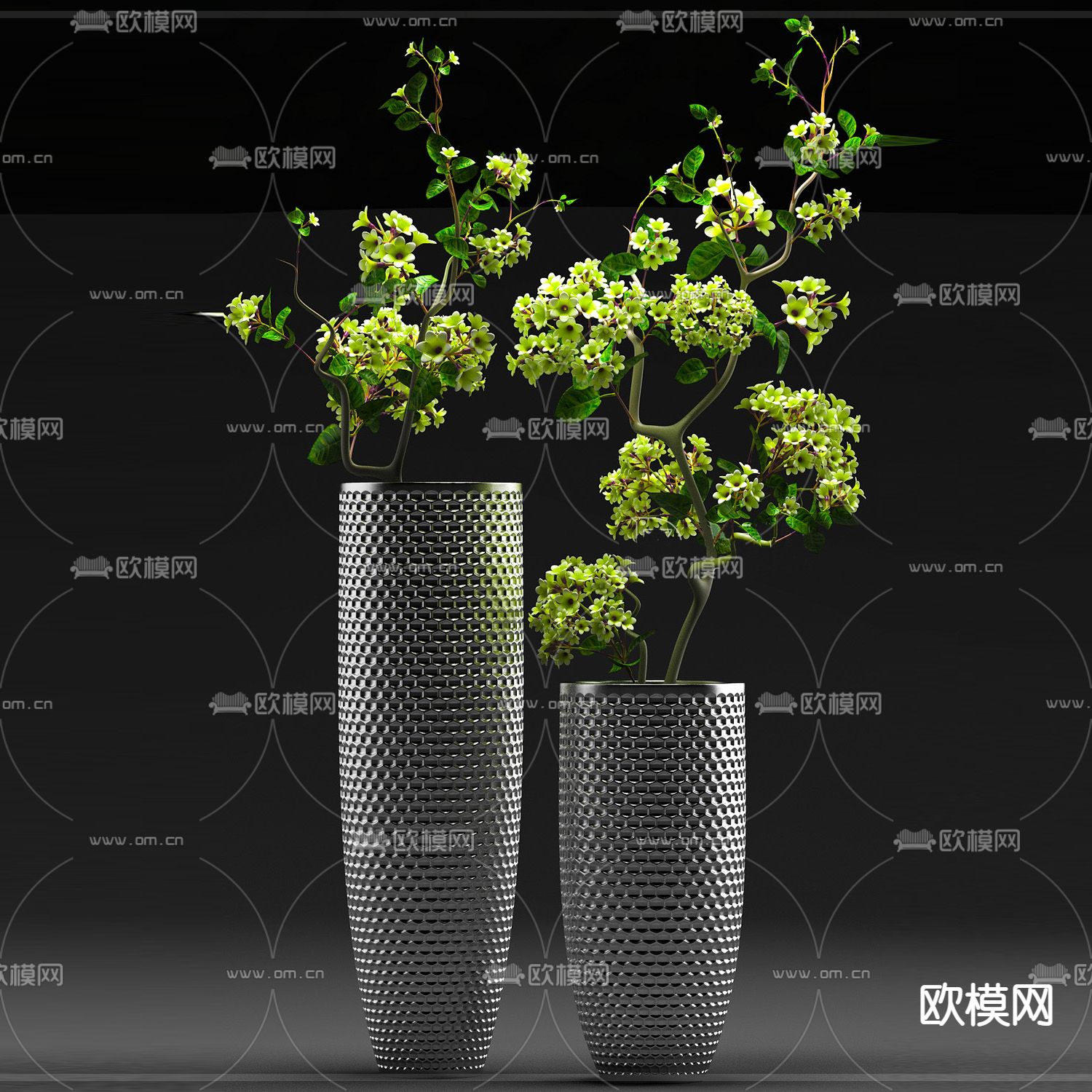 新中式轻奢绿植盆栽免费3d模型下载