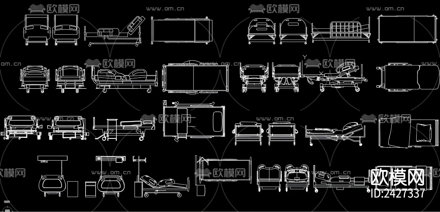 医院病床cad图库下载（渲染图3）