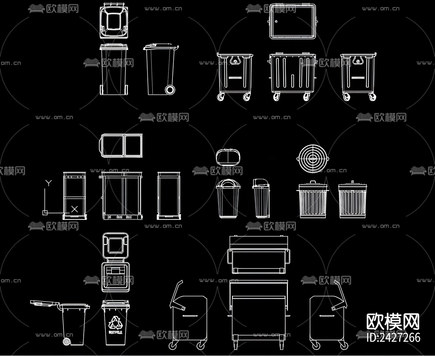 垃圾桶cad图库下载（渲染图2）