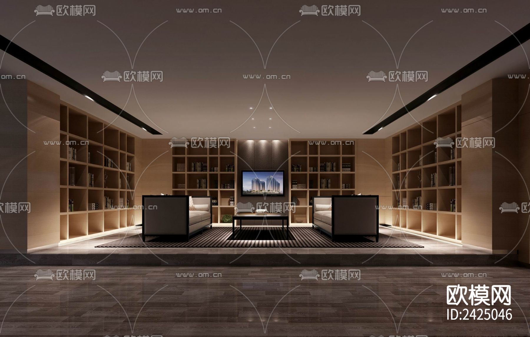 地产公司办公室设计cad施工图下载（渲染图10）