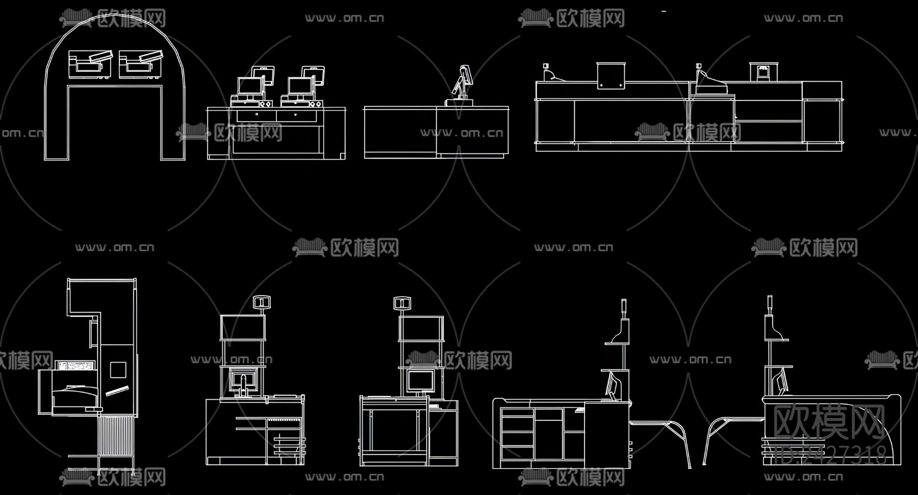 收银台cad图库下载（渲染图3）
