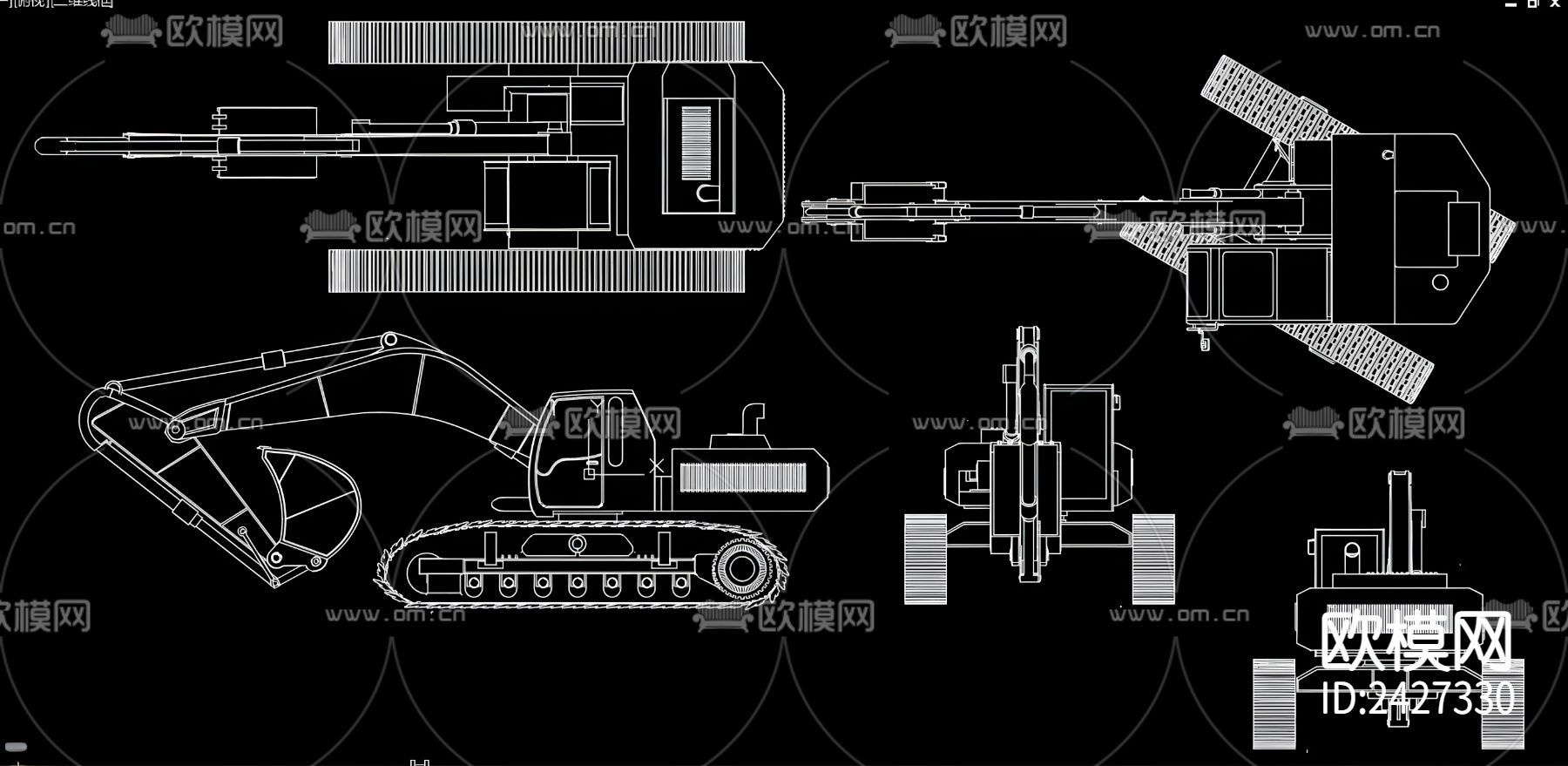 挖掘机cad图库下载（渲染图3）