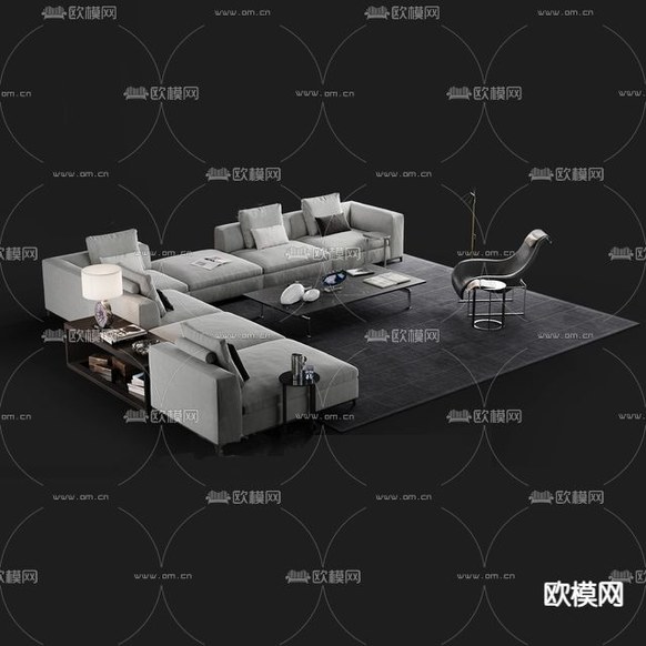 现代轻奢创意沙发组合免费3d模型下载_ID12255055_3dmax免费模型-欧模网