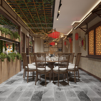 农家乐包厢 包间 包房3d模型