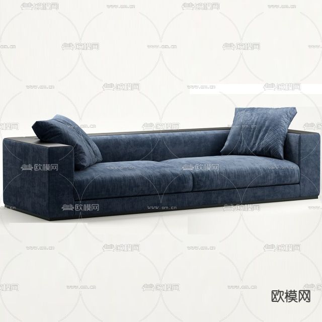 现代轻奢布艺双人沙发免费3d模型下载