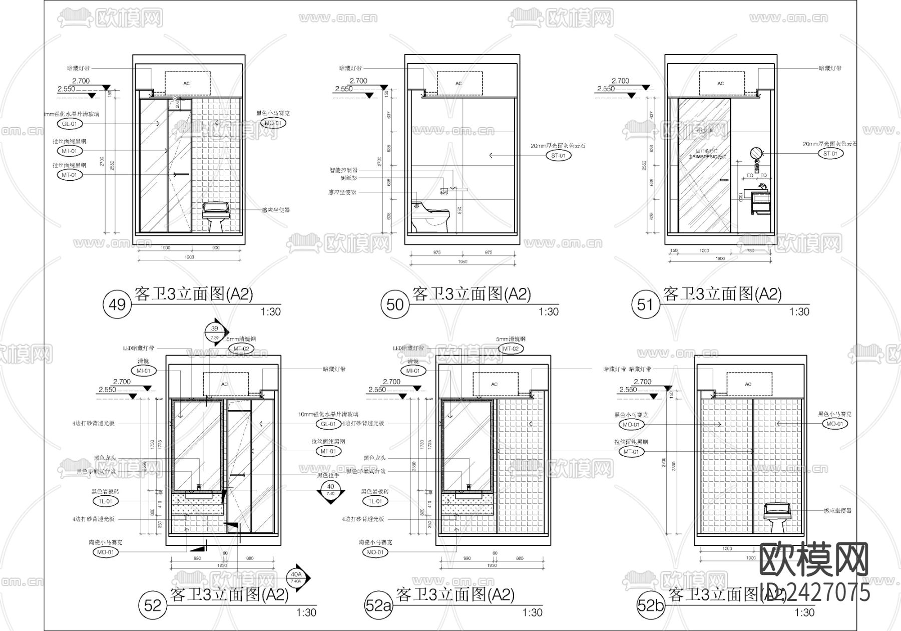 570㎡大平层CAD施工图下载（渲染图8）