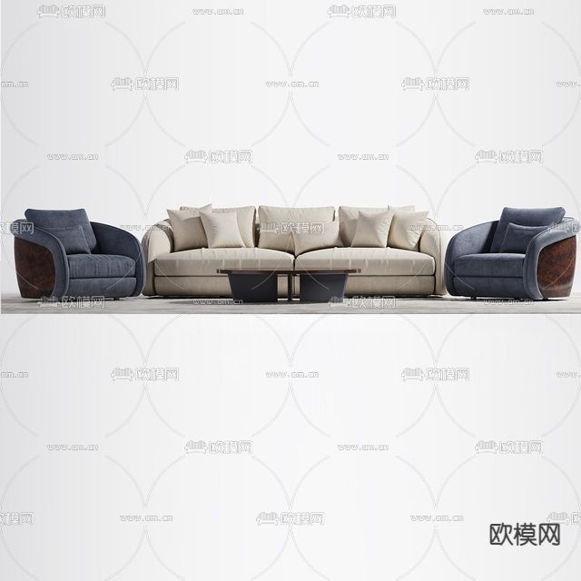 现代轻奢创意沙发组合免费3d模型下载