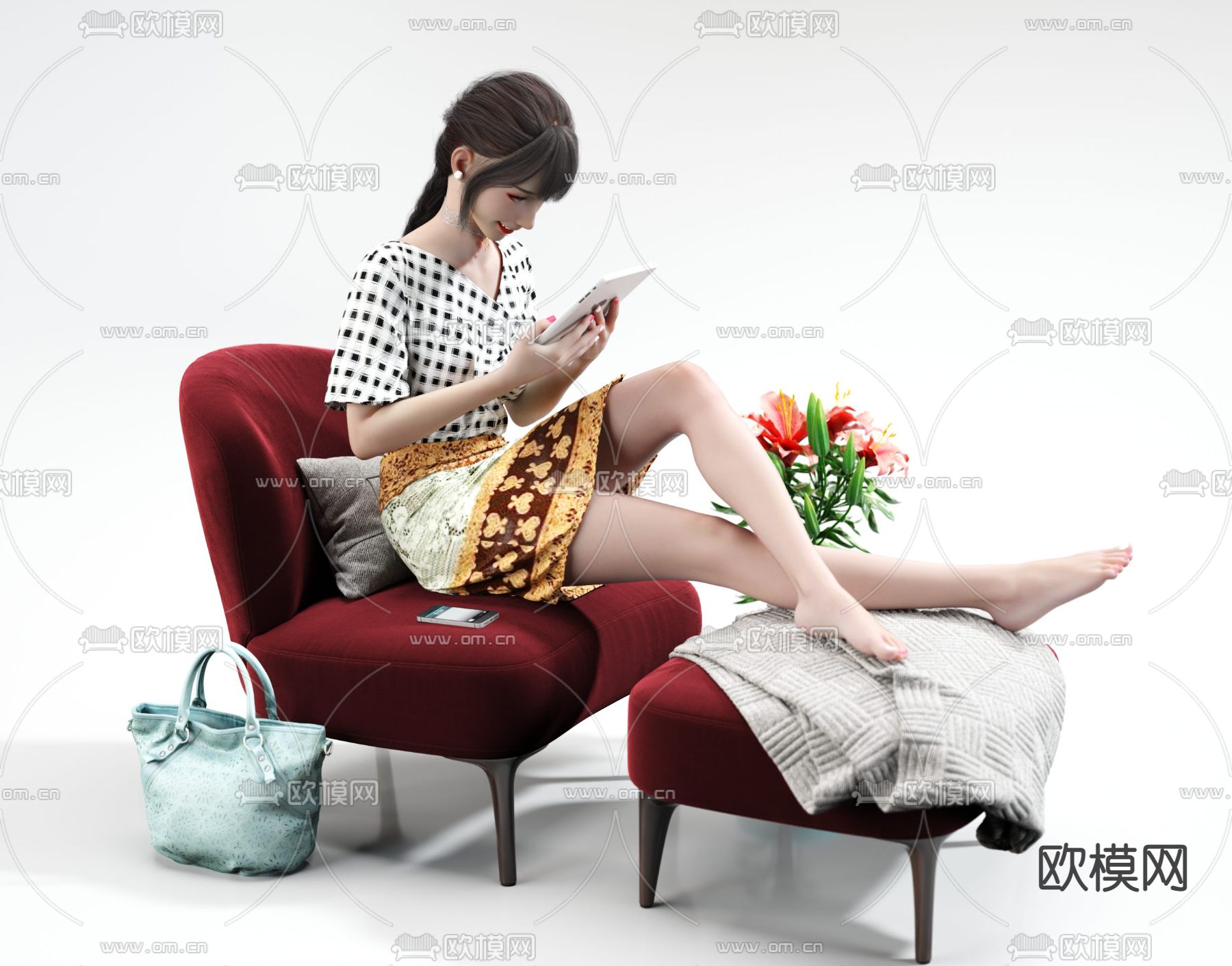 现代时尚女性3d模型下载