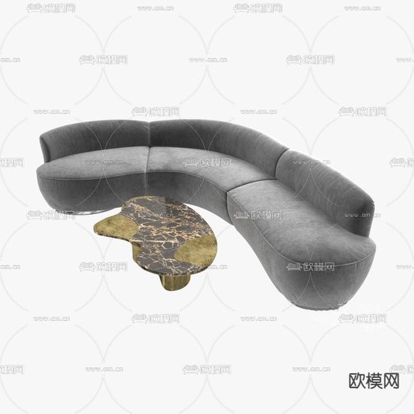 现代简约创意异形多人沙发免费3d模型下载