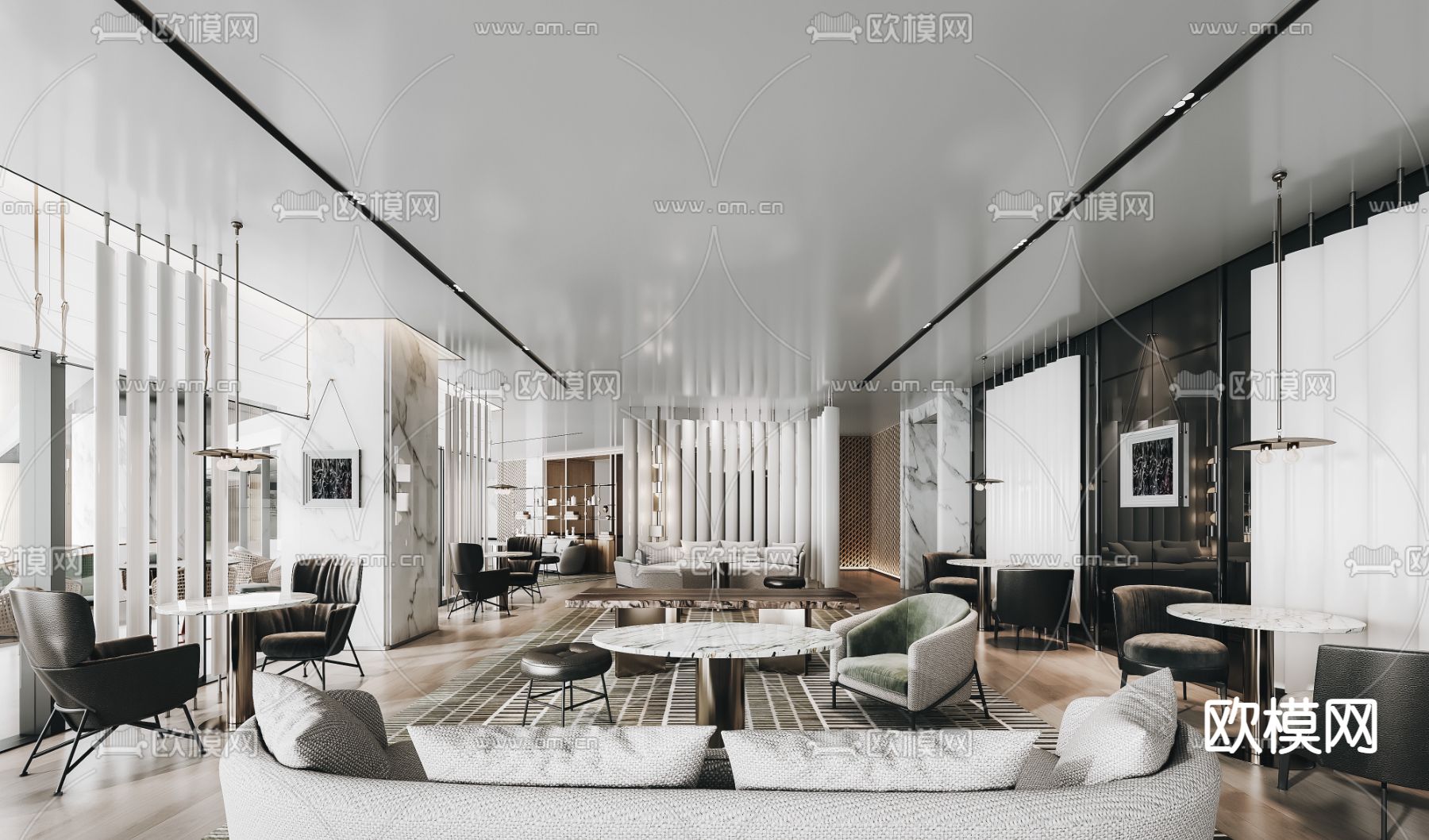 现代酒店大堂吧3d模型下载