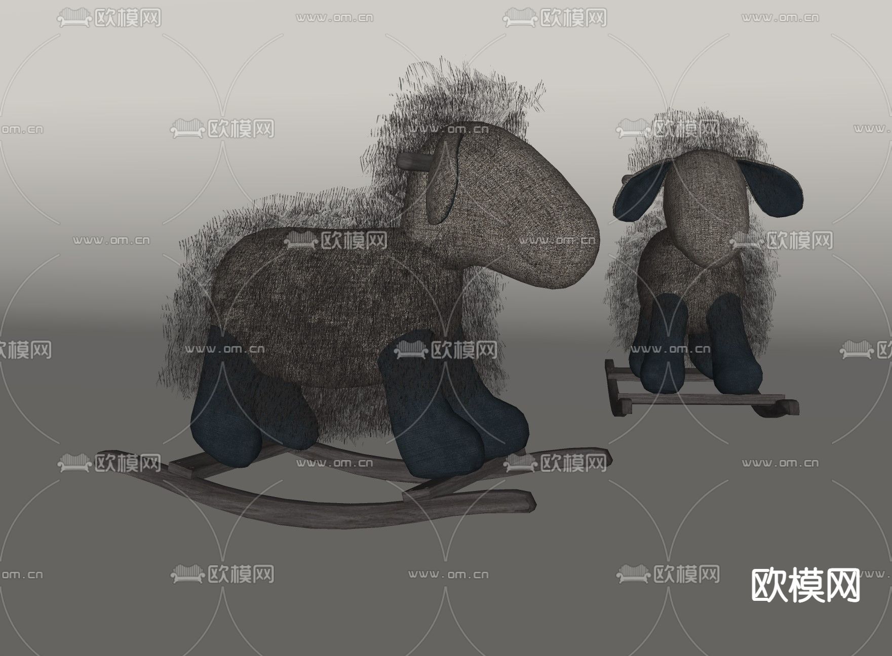 北欧儿童凳子 摇摇凳su模型下载（渲染图2）