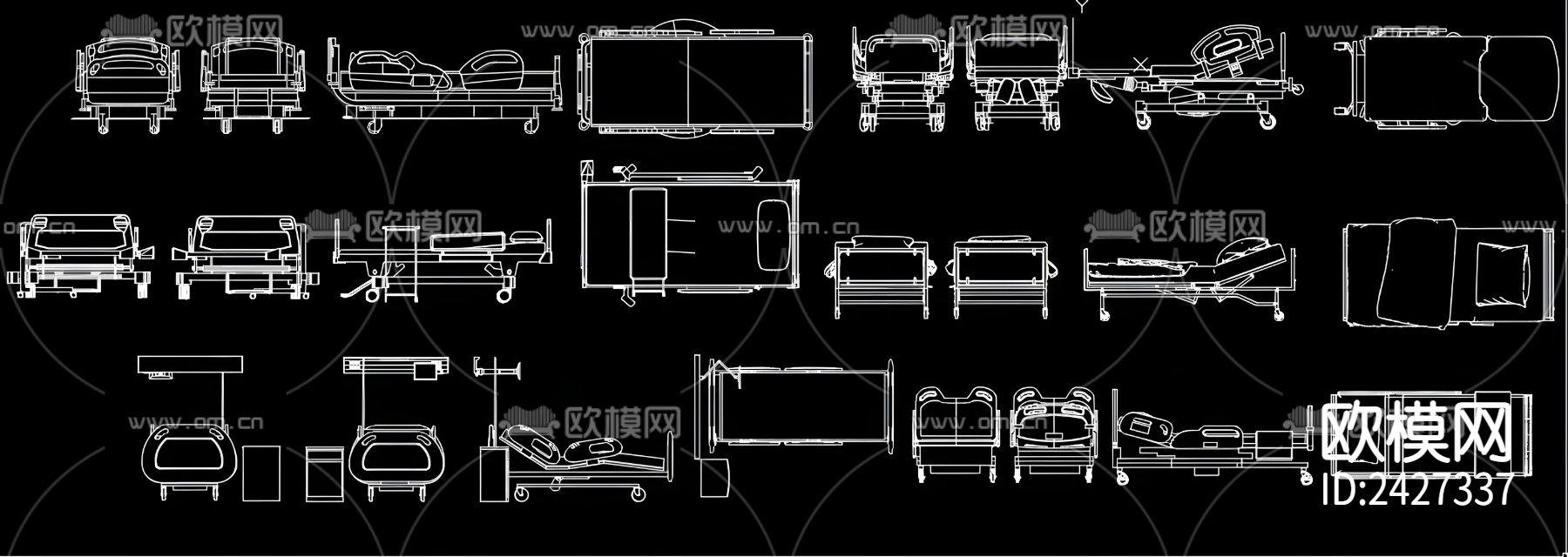 医院病床cad图库下载（渲染图6）