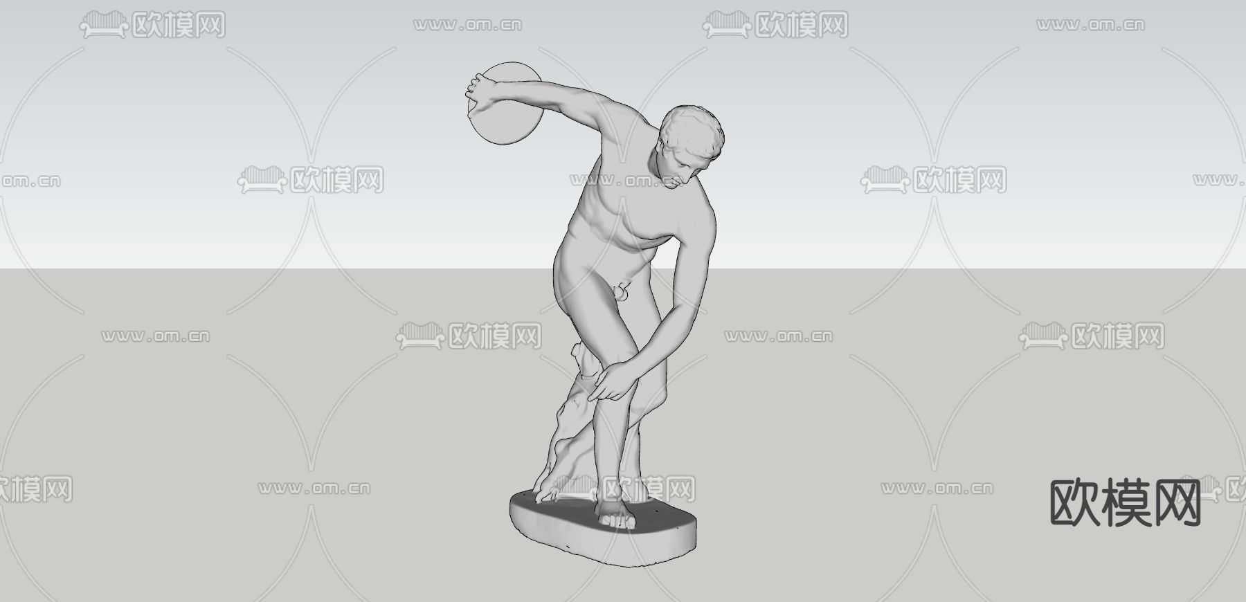 欧式古典人物雕像su模型下载（渲染图2）