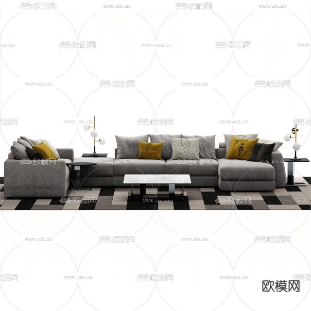 现代轻奢创意沙发组合免费3d模型下载_ID12254284_3dmax免费模型-欧模网