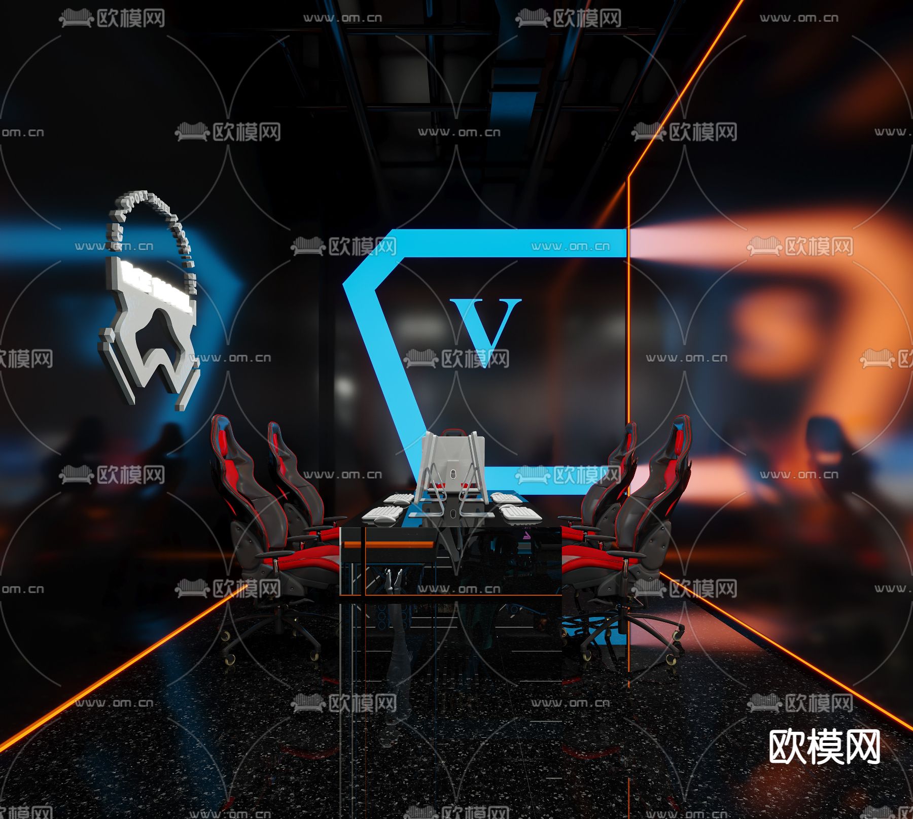 现代网吧3d模型下载（渲染图3）