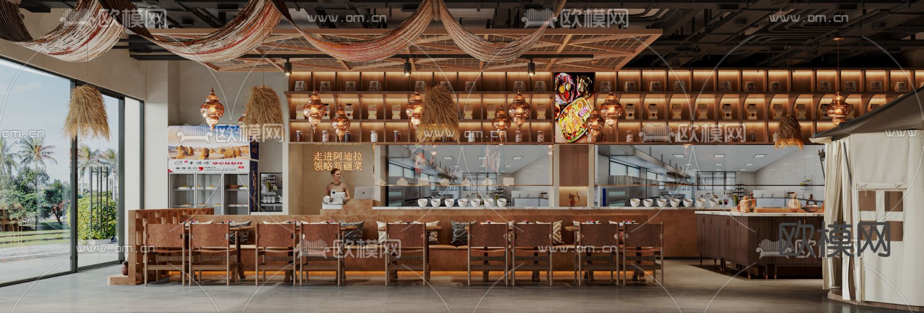 东南亚餐厅 新疆餐馆3d模型