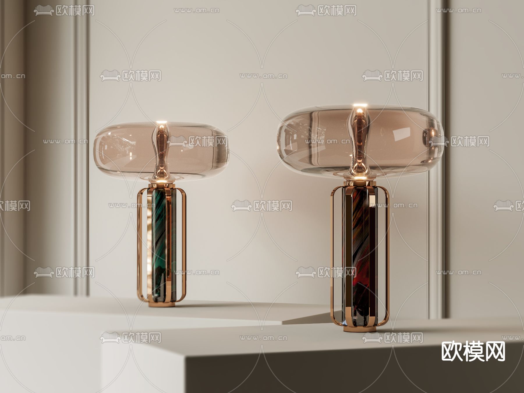 轻奢玻璃台灯3d模型下载