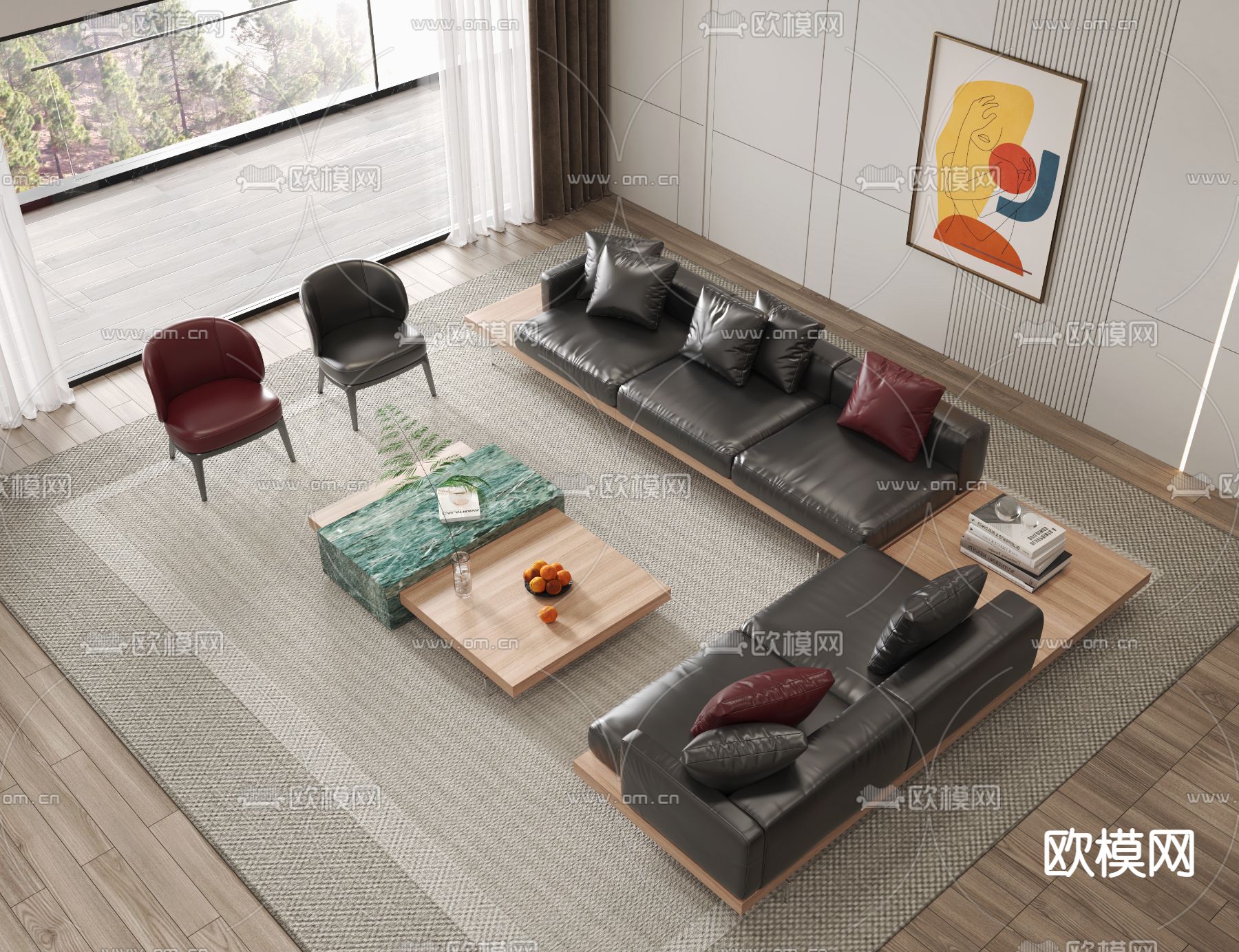 现代组合沙发3d模型下载_ID12255761_3dmax免费模型-欧模网